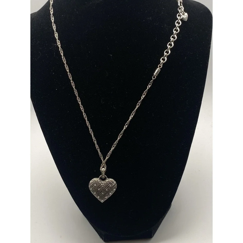 Brian Diamond Lace Heart Necklace With Silver Plated Chain And Crystal Embellish